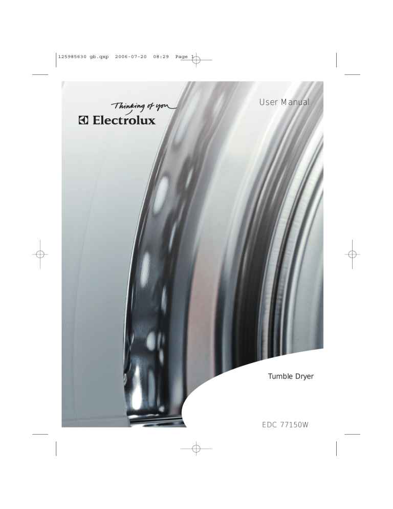 Electrolux 77150W User manual Electrolux 77150W User manual