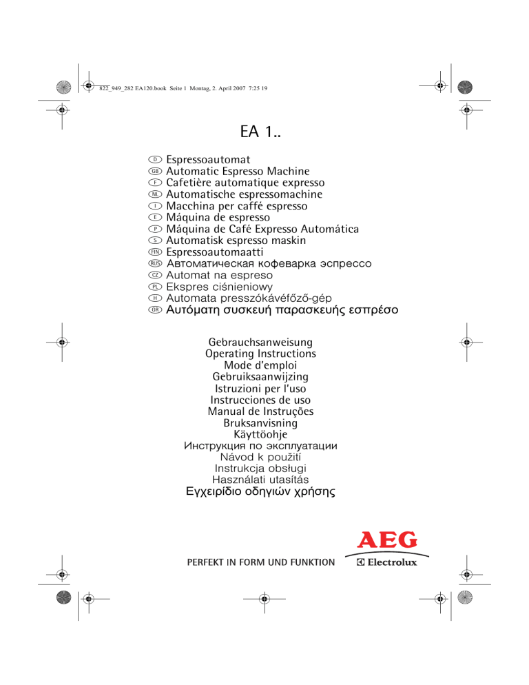 AEG EA120, EA130CH User manual AEG EA120, EA130CH User manual