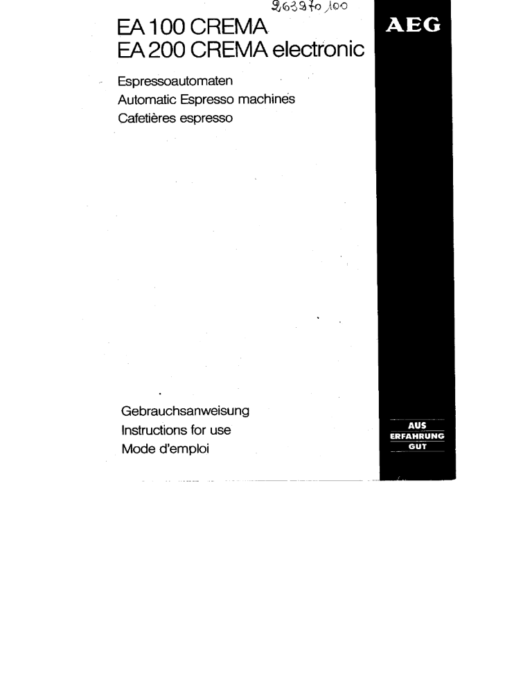 AEG EA 100 BV User manual AEG EA 100 BV User manual