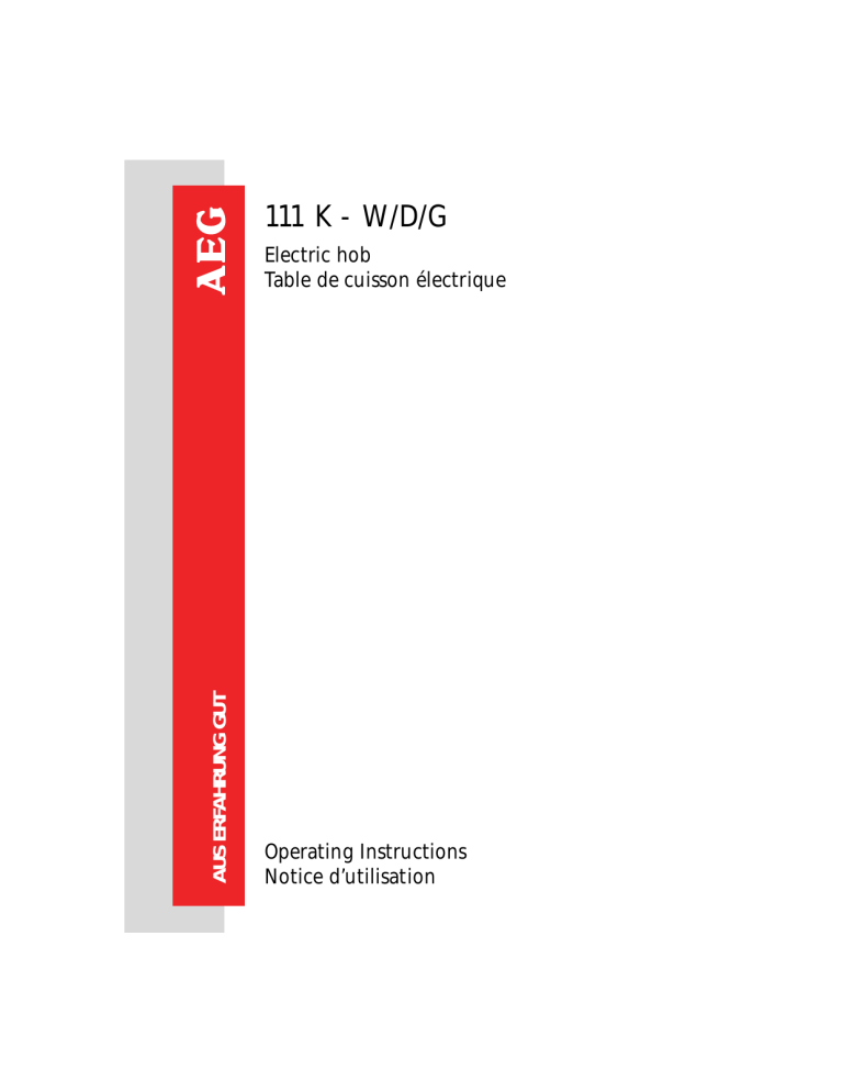 AEG 111K-W, 111K-G, 111K-D User manual AEG 111K-W, 111K-G, 111K-D User manual