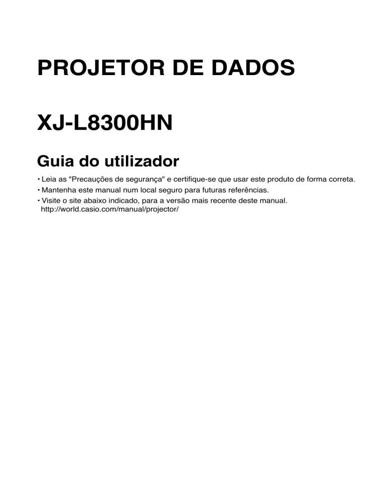 Casio XJ-L8300HN User guide Casio XJ-L8300HN User guide