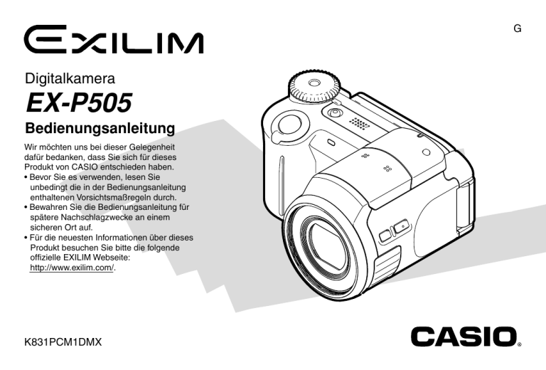 Casio EX-P505 User manual Casio EX-P505 User manual