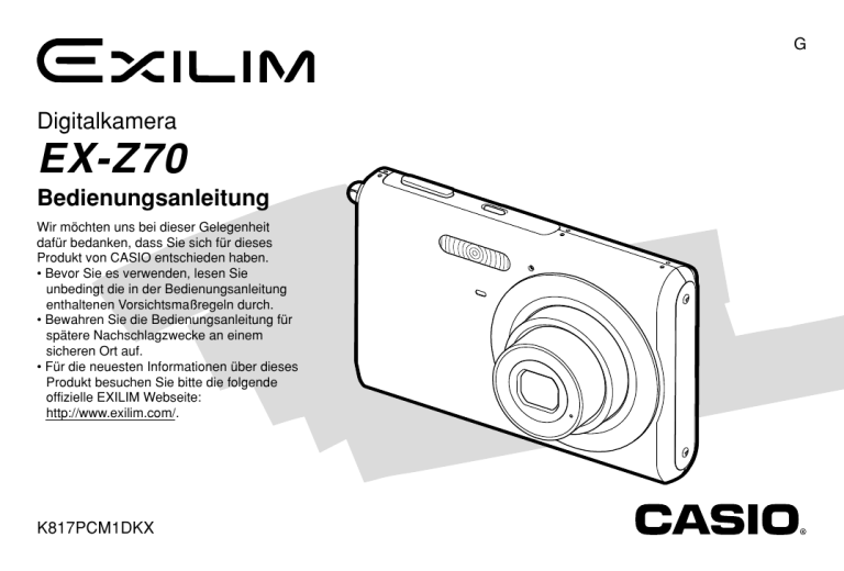 Casio EX-Z70 User manual Casio EX-Z70 User manual