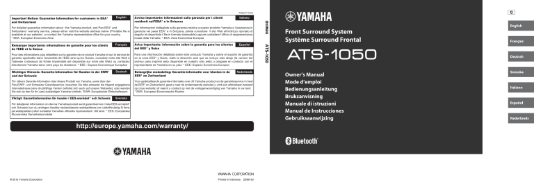 Yamaha ATS-1050 Le manuel du propriétaire Yamaha ATS-1050 Le manuel du propriétaire