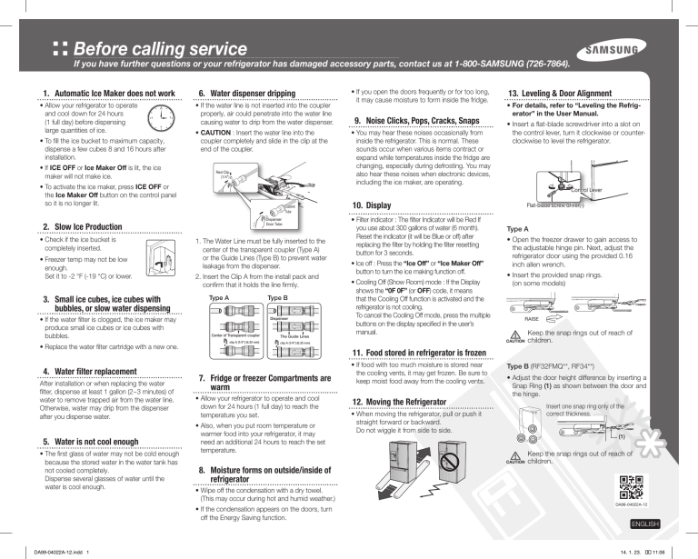 Samsung RF23HCEDBWW Quick guide Samsung RF23HCEDBWW Quick guide