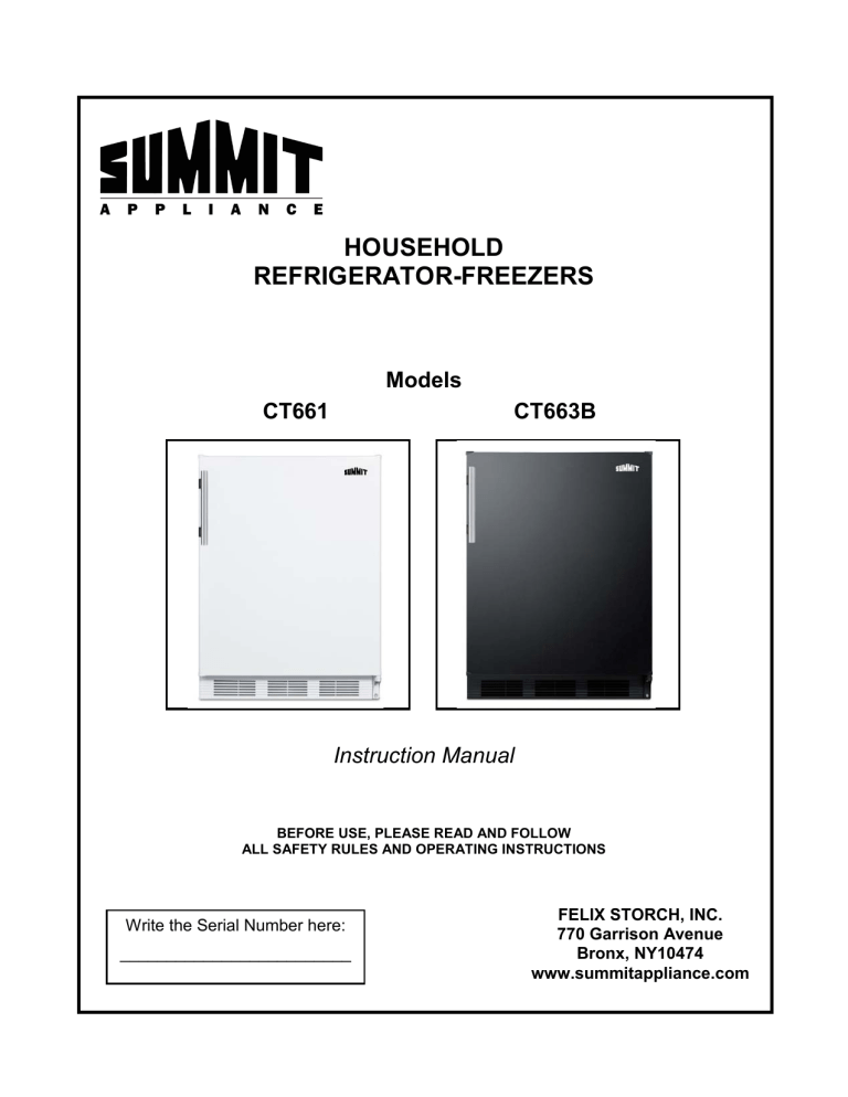 Summit CT661SSHV User manual Summit CT661SSHV User manual