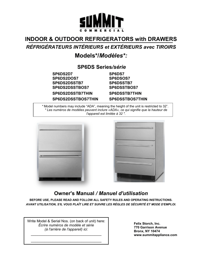 Summit SP6DSSTBOS7, SP6DSSTBOS7THINADA, SP6DS2DOS7ADA User manual Summit SP6DSSTBOS7, SP6DSSTBOS7THINADA, SP6DS2DOS7ADA User manual