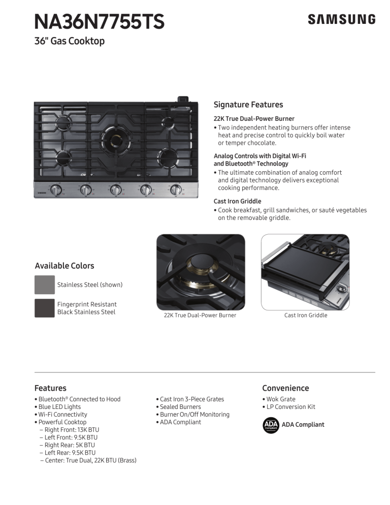 Samsung NA36N7755TS, NA36N7755TG Specification Samsung NA36N7755TS, NA36N7755TG Specification