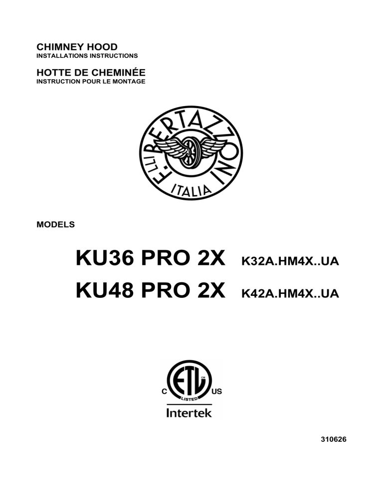 Bertazzoni KU48PRO2X User manual Bertazzoni KU48PRO2X User manual