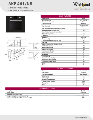 Whirlpool Akp Nb Product Data Sheet Manualzz