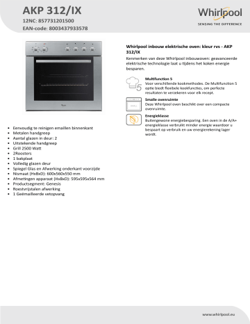 Whirlpool Akp Ix Oven Product Data Sheet Manualzz