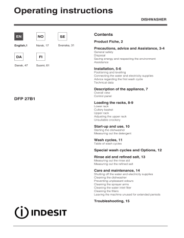 Indesit DFP 27B1 SK Instruction for Use | Manualzz Indesit DFP 27B1 SK Instruction for Use | Manualzz