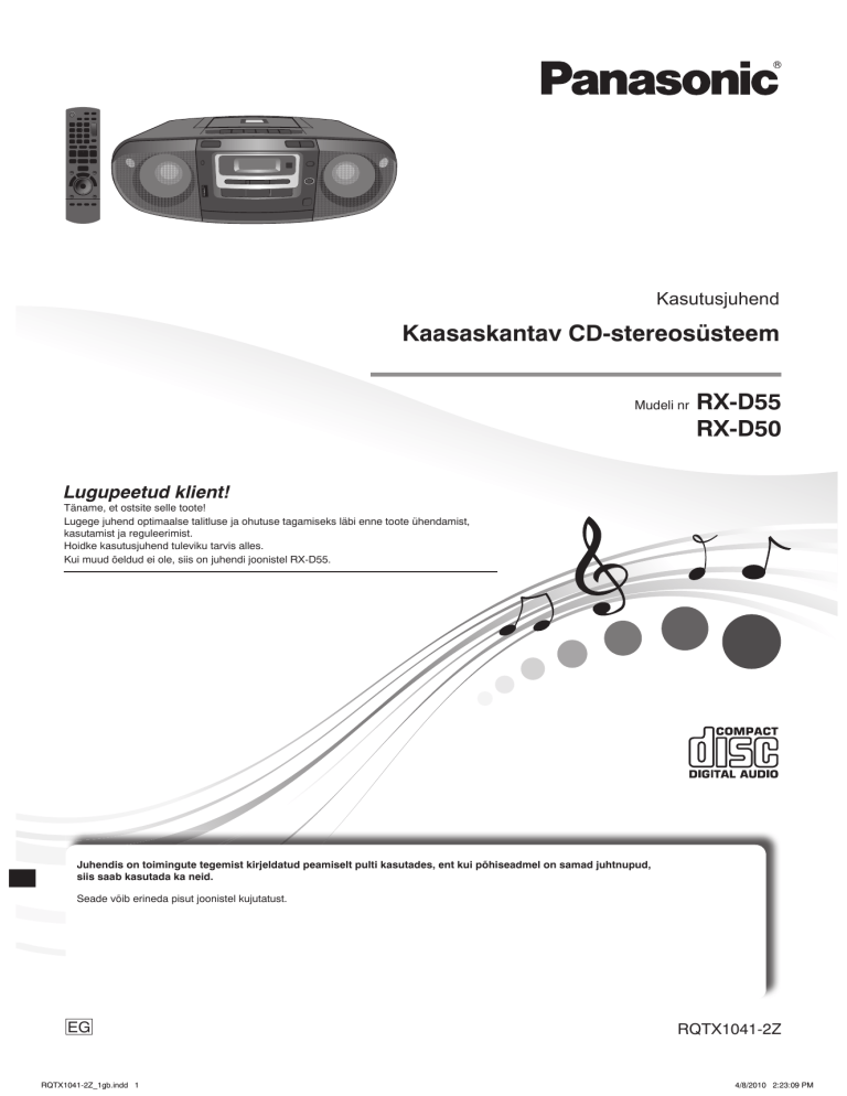 Panasonic RXD55 Operating instructions Panasonic RXD55 Operating instructions