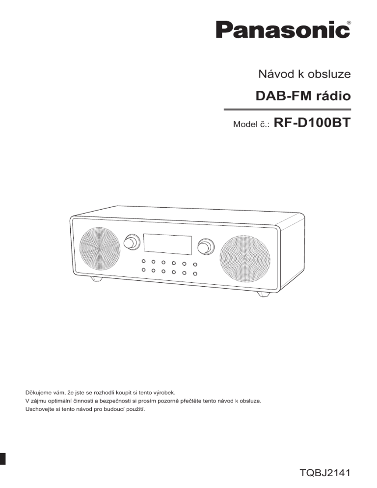 Panasonic RFD100BT Operating instructions Panasonic RFD100BT Operating instructions