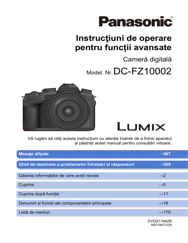 Panasonic DCFZ10002 Operating instructions Panasonic DCFZ10002 Operating instructions