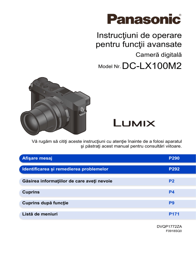 Panasonic DCLX100M2 Operating instructions Panasonic DCLX100M2 Operating instructions