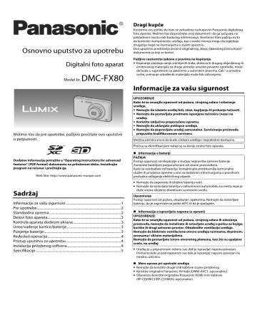 Panasonic DMCFX80 Operating instructions Panasonic DMCFX80 Operating instructions