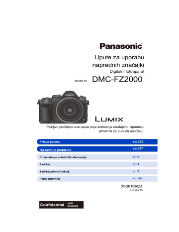 Panasonic DMCFZ2000 Operating instructions Panasonic DMCFZ2000 Operating instructions