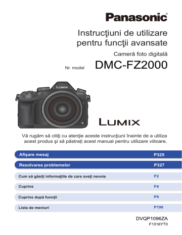 Panasonic DMCFZ2000 Operating instructions Panasonic DMCFZ2000 Operating instructions