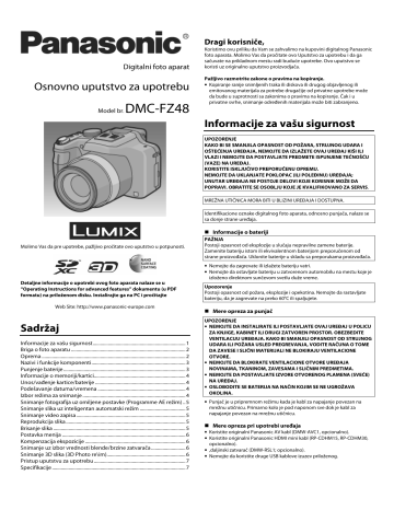 Panasonic DMCFZ48 Operating instructions Panasonic DMCFZ48 Operating instructions