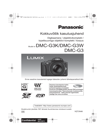Panasonic DMCG3K, DMCG3W, DMCG3 Operating instructions Panasonic DMCG3K, DMCG3W, DMCG3 Operating instructions