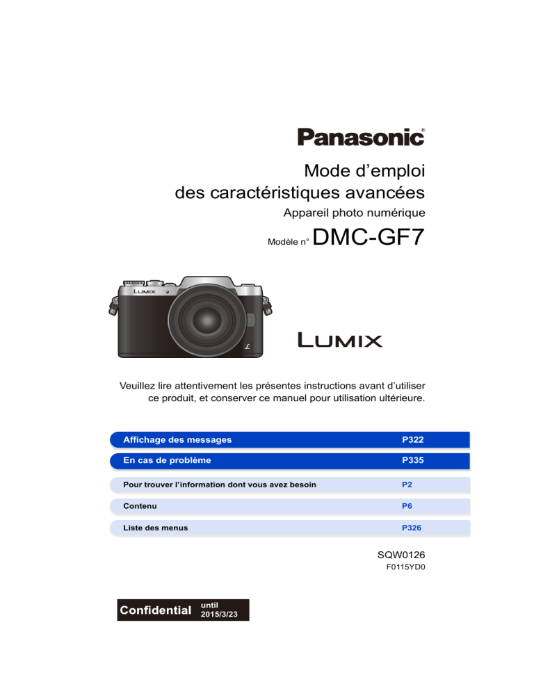 Panasonic DMCGF7EG, DMC GF7 User guide Panasonic DMCGF7EG, DMC GF7 User guide