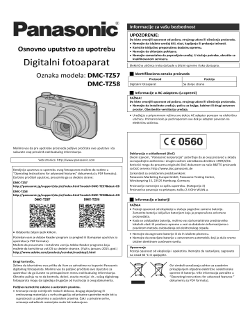 Panasonic DMCTZ58, DMCTZ57 Operating instructions Panasonic DMCTZ58, DMCTZ57 Operating instructions