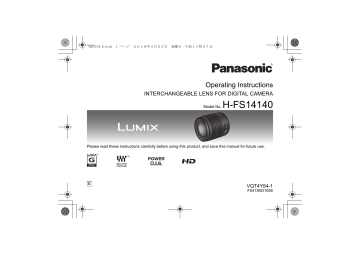 Panasonic HFS14140E, Lumix G Vario 14-140mm f/3.5-5.6 ASPH. Silver User manual Panasonic HFS14140E, Lumix G Vario 14-140mm f/3.5-5.6 ASPH. Silver User manual