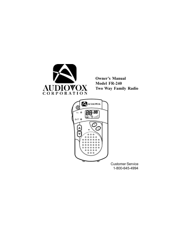 Audiovox Two-Way Radio FR-240 Owner`s manual | Manualzz