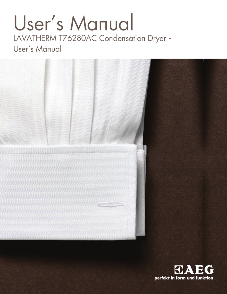 AEG Clothes Dryer T76280AC User manual AEG Clothes Dryer T76280AC User manual