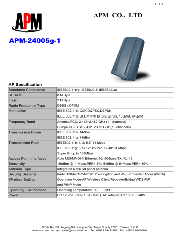 APM Network Router -24005G-1 User manual | Manualzz
