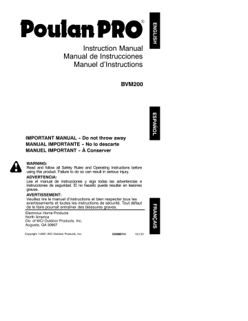 Electrolux Blower BVM200 User manual Electrolux Blower BVM200 User manual