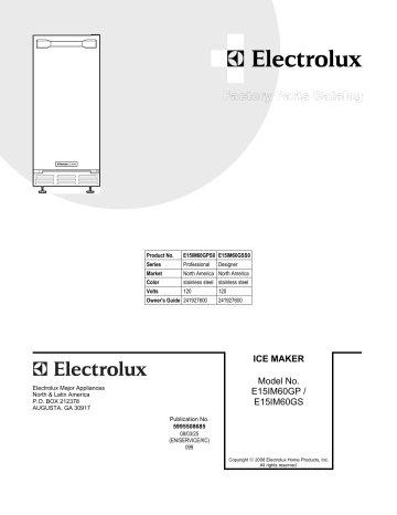 Electrolux Ice Maker E15IM60GP User manual Electrolux Ice Maker E15IM60GP User manual