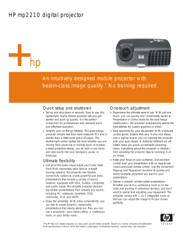 HP (Hewlett-Packard) Projector mp2210 User manual HP (Hewlett-Packard) Projector mp2210 User manual