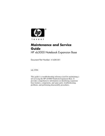 HP (Hewlett-Packard) Laptop Docking Station XB3000 User manual HP (Hewlett-Packard) Laptop Docking Station XB3000 User manual