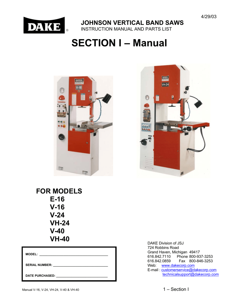 Johnson Hardware Saw V-24 User manual Johnson Hardware Saw V-24 User manual