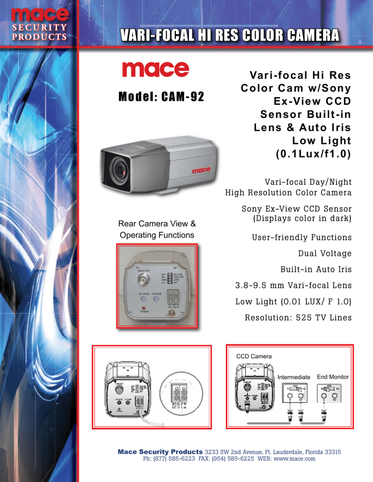 Mace Digital Camera CAM-92 User manual Mace Digital Camera CAM-92 User manual