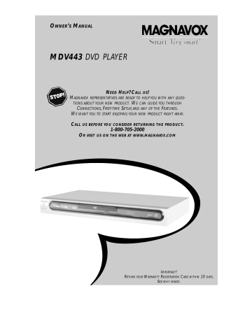 Magnavox DVD Player MDV443 Owner's Manual | Manualzz Magnavox DVD Player MDV443 Owner's Manual | Manualzz