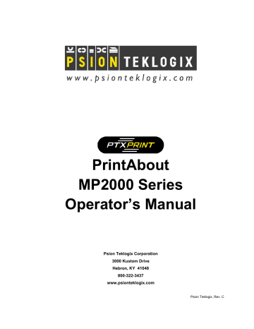Psion Teklogix Printer MP2000 Operator's Manual | Manualzz Psion Teklogix Printer MP2000 Operator's Manual | Manualzz