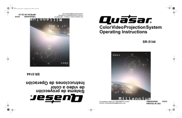 Quasar Projection Television SR-5144, SR5144E - 51 Quasar Projection Television SR-5144, SR5144E - 51