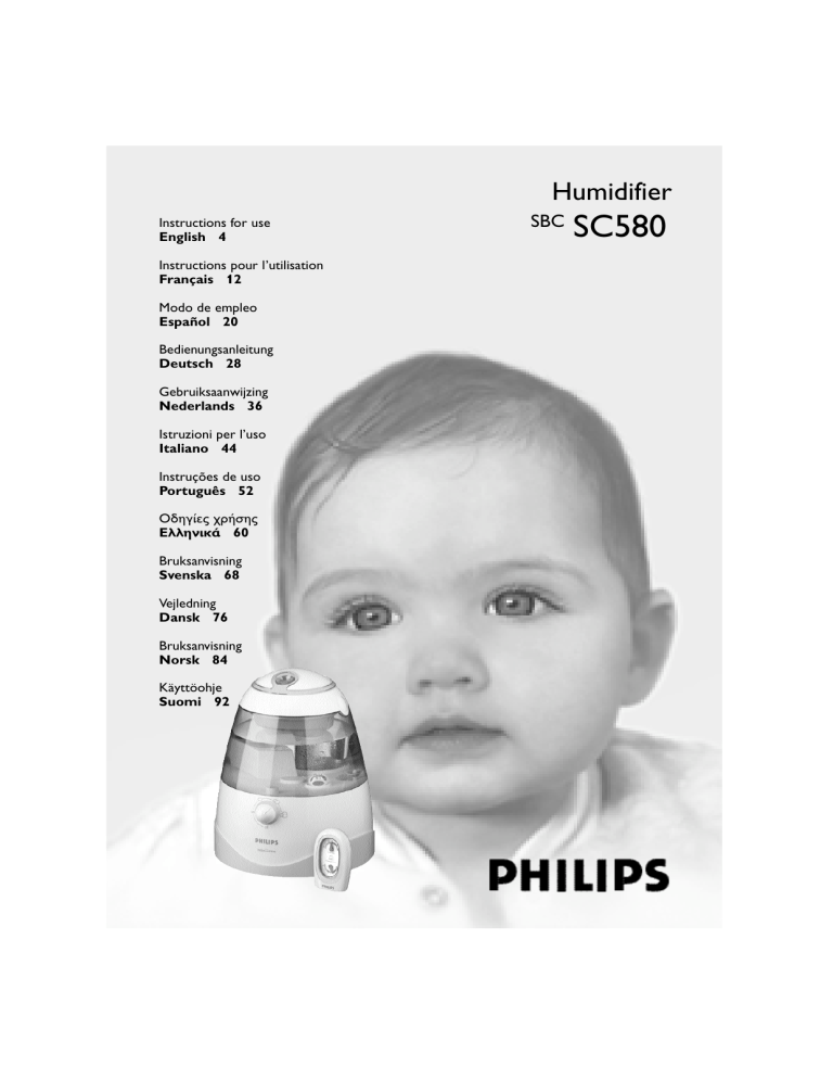Philips Humidifier SC580 User manual Philips Humidifier SC580 User manual
