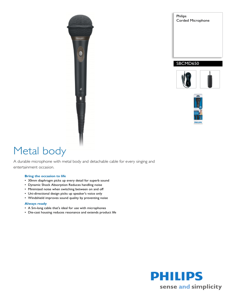 Philips Microphone SBCMD650 User manual Philips Microphone SBCMD650 User manual