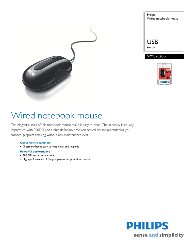 Philips Mouse SPM3702BB User manual Philips Mouse SPM3702BB User manual