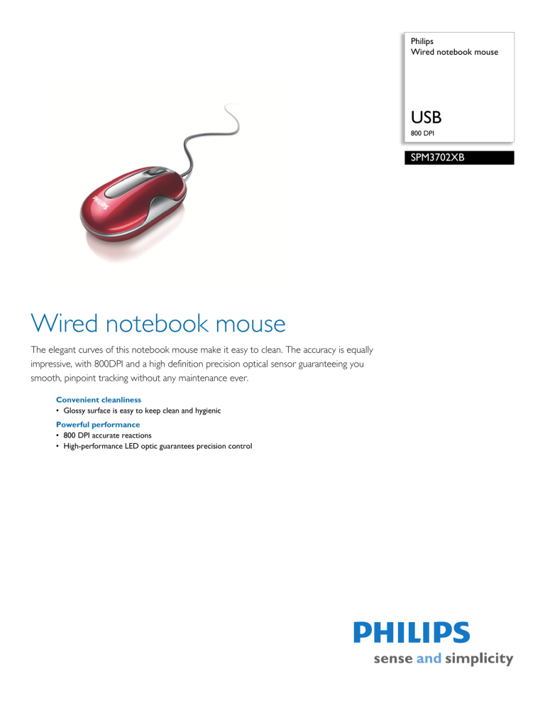 Philips Mouse SPM3702XB User manual Philips Mouse SPM3702XB User manual