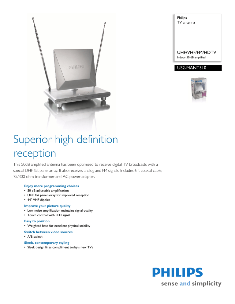 Philips Satellite TV System US2-MANT510 User manual Philips Satellite TV System US2-MANT510 User manual