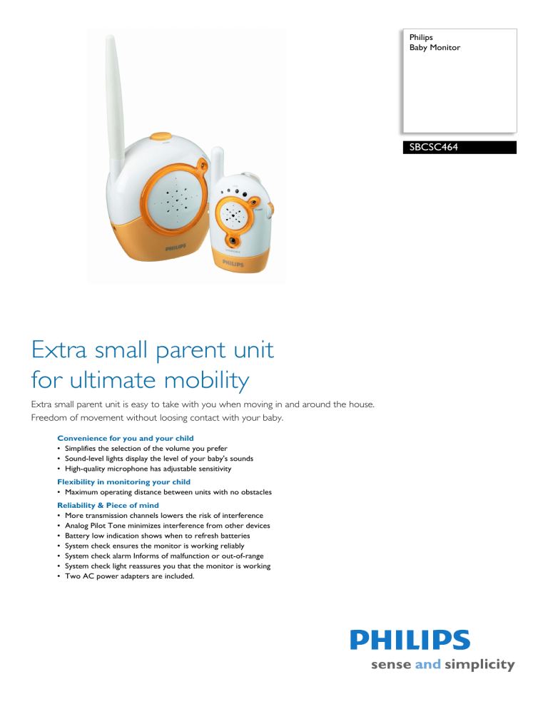 Philips Baby Monitor SBCSC464 User manual Philips Baby Monitor SBCSC464 User manual