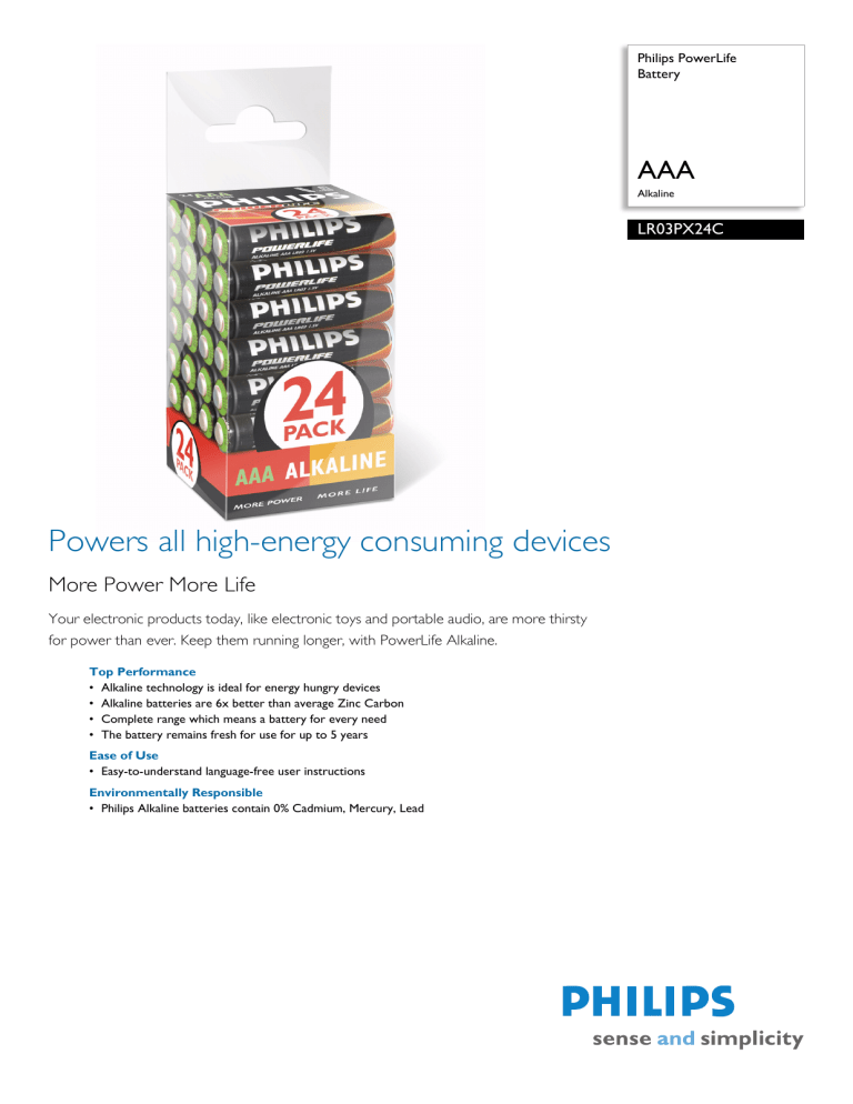 Philips Battery Charger LR03PX24C User manual Philips Battery Charger LR03PX24C User manual