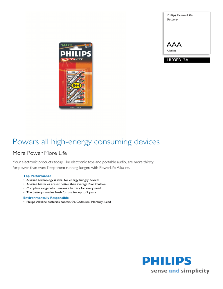 Philips Battery Charger LR03PB12A User manual Philips Battery Charger LR03PB12A User manual