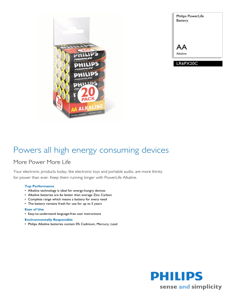 Philips Battery Charger LR6PX20C User manual Philips Battery Charger LR6PX20C User manual