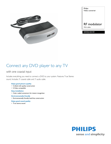Philips TV Converter Box SWS2101W User manual Philips TV Converter Box SWS2101W User manual